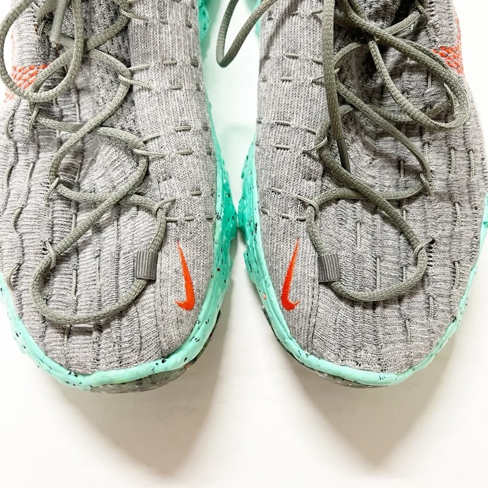 Nike Mens Gray Space Hippie 04 Green Glow Lace Up Recycled Sole Sneaker Size 10